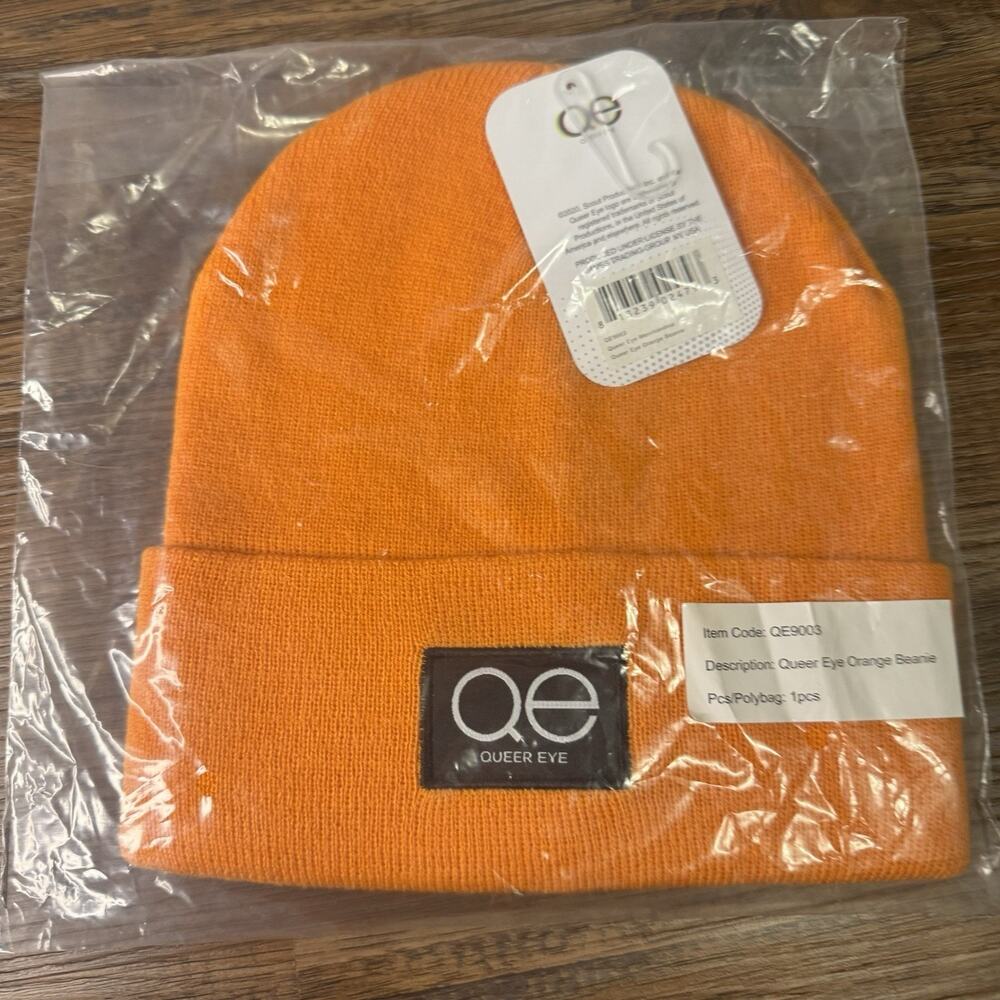 Queer Eye Merch Netflix LGBTQIA Orange Stretchy Beanie, Unisex, NEW In Poly Bag